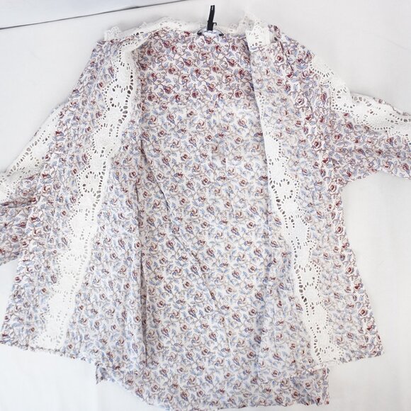 ME+EM Cotton Voile Sweet Pea Print Relaxed Blouse in Cream/Multi - US Size 6 NWT - Picture 3 of 7